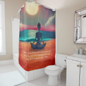 Peaceful Yoga Meditation Moonlight Sky Quote Douchegordijn (In situ)