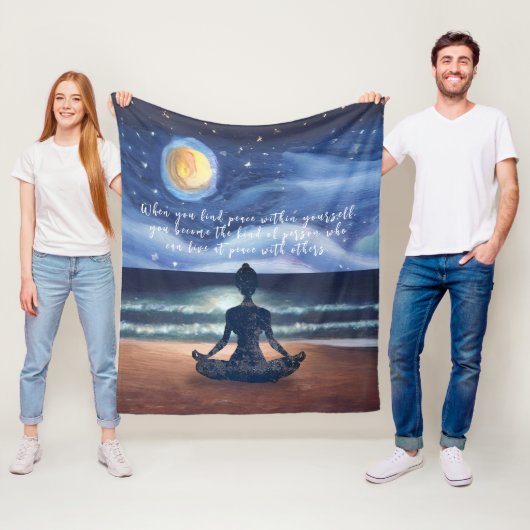 Peaceful Yoga Meditation Moonlight Sky Quote Fleece Deken (In situ)