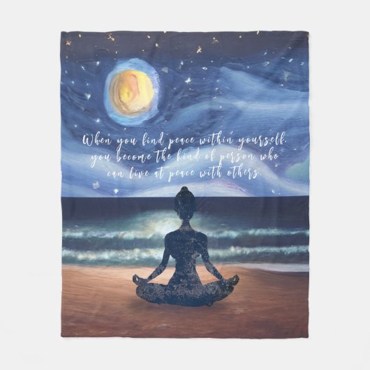 Peaceful Yoga Meditation Moonlight Sky Quote Fleece Deken (Voorkant)