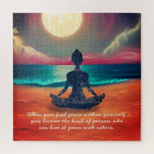 Peaceful Yoga Meditation Moonlight Sky Quote Legpuzzel