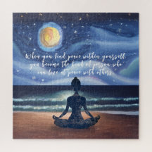 Peaceful Yoga Meditation Moonlight Sky Quote