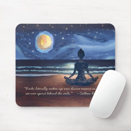 Peaceful Yoga Meditation Moonlight Sky Quote Muismat (Met muis)