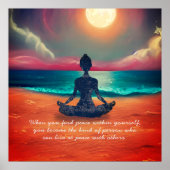 Peaceful Yoga Meditation Moonlight Sky Quote Poster (Voorkant)