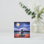 Peaceful Yoga Meditation Moonlight Sky Vierkante Visitekaartje (Staand voorkant)