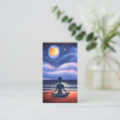 Peaceful Yoga Meditation Moonlight Sky Visitekaartje (Staand voorkant)