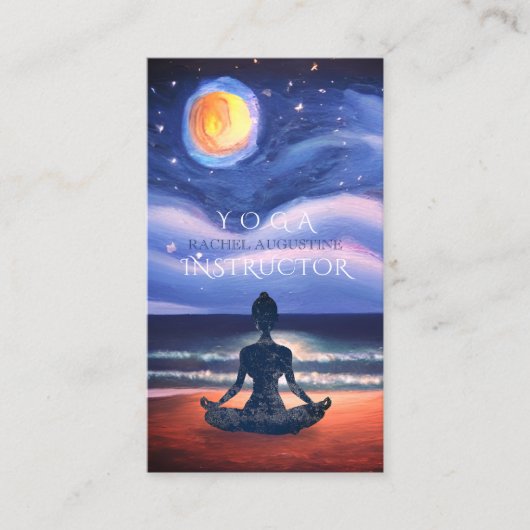 Peaceful Yoga Meditation Moonlight Sky Visitekaartje (Voorkant)
