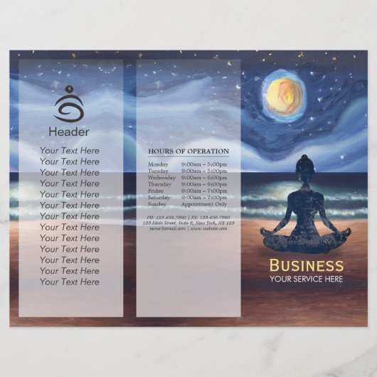 Peaceful Yoga Meditation Moonlight Sky Zee TriFold (Voorkant)