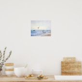 Peaceful Zee Birds at Shore Waterverf Style Print (Keuken)