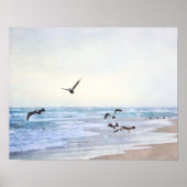 Peaceful Zee Birds at Shore Waterverf Style Print (Voorkant)