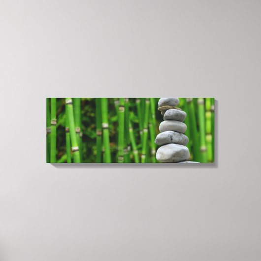 Peaceful Zen Rock Stack and Bamboo Canvas Print (Voorkant)