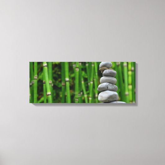 Peaceful Zen Rock Stack and Bamboo Canvas Print (Voorkant)