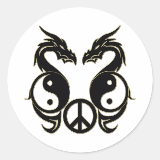 PEACEFULE DRAGONS - YIN & YANG RONDE STICKER (Voorkant)