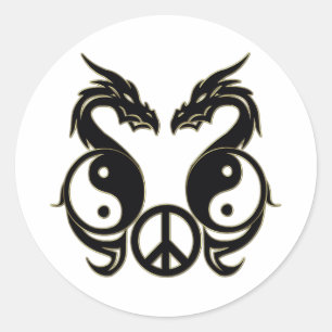 PEACEFULE DRAGONS - YIN & YANG RONDE STICKER