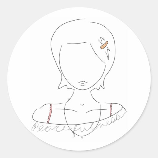 "Peacefulness"-sticker, met de hand getrokken Ronde Sticker (Voorkant)