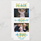 'PeaceJoyLove'-feestdag-fotokaart Feestdagenkaart (Voorkant / Achterkant)