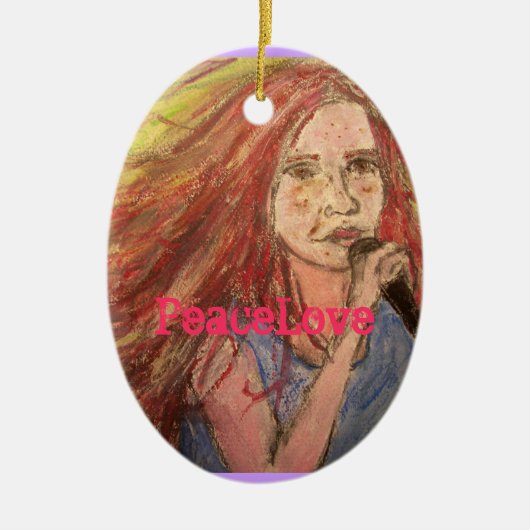 PeaceLove Rocker Girl Keramisch Ornament (Voorkant)