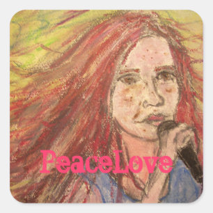 PeaceLove Rocker Girl Vierkante Sticker