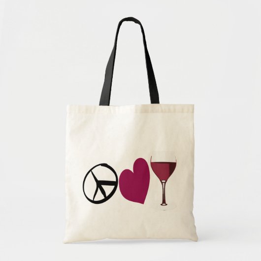 PeaceLove&Wine-Tas Tote Bag (Voorkant)
