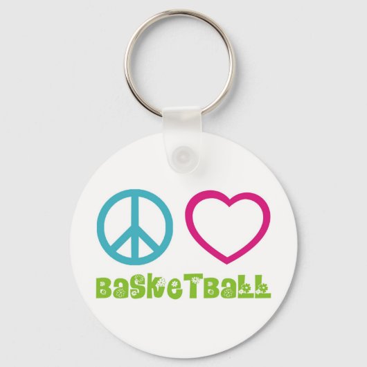 PEACELOVEsymbolen-basketbal. Sleutelhanger (Voorkant)