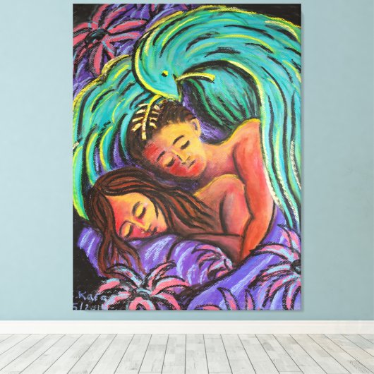 Peacely Dreaming Couple Canvas Afdruk (Insitu (Houten vloer))