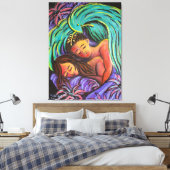Peacely Dreaming Couple Canvas Afdruk (Insitu (Slaapkamer))