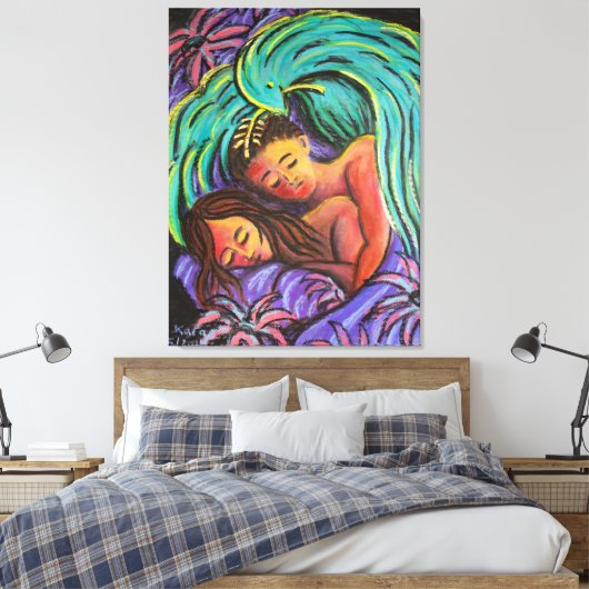 Peacely Dreaming Couple Canvas Afdruk (Insitu (Slaapkamer))