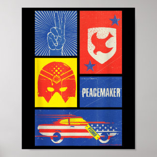 Peacemaker Sign, Shield, Helmet And Car  Poster