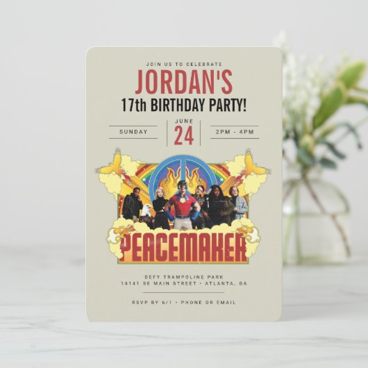 Peacemaker the Series Birthday Invitation Kaart (Staand voorkant)