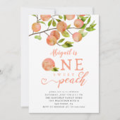 Peach 1st Birthday Party Kaart (Voorkant)