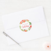 Peach 1st Birthday Party Ronde Sticker (Envelop)