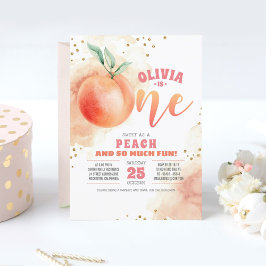 Peach 1st Birthday-uitnodigingen Kaart