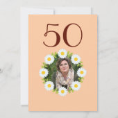 Peach 50th Birthday Eenvoudige Rode Zonnebloem Kaart (Achterkant)