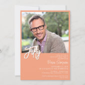 Peach 50th Birthday Foto Kaart (Voorkant)