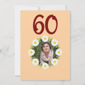 Peach 60th Birthday Eenvoudige Rode Zonnebloem Kaart (Achterkant)
