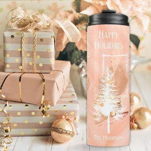 Peach 6 fotosjabloon witte kerstboom thermosbeker