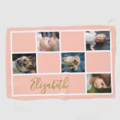 Peach aangepaste Sjabloon familie foto's Golfhanddoek (Horizontaal)