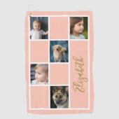Peach aangepaste Sjabloon familie foto's Golfhanddoek (Voorkant)