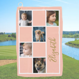 Peach aangepaste Sjabloon familie foto's Golfhanddoek