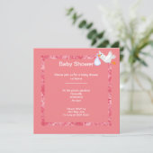 Peach Abriot Marble Silver baby shower stork Kaart (Staand voorkant)