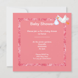 Peach Abriot Marble Silver baby shower stork Kaart