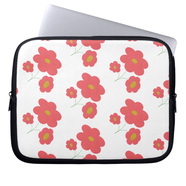 Peach abstract floral laptop sleeve (Voorkant)