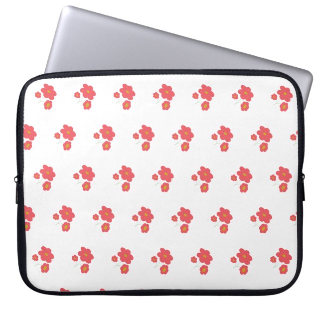 Peach abstract floral laptop sleeve (Voorkant)