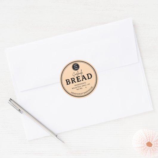 Peach Add Logo Bakery Sourdough Bread Sticker (Envelop)