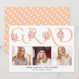 Peach AFSTUDEERDER typografie roze rozen foto afst Aankondiging
