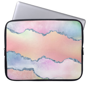Peach Agate    holografische Waterverf Ombre Laptop Sleeve