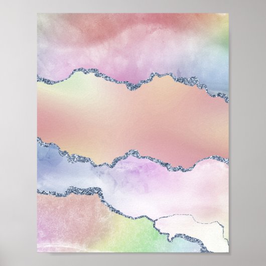 Peach Agate |  holografische Waterverf Ombre Poster (Voorkant)