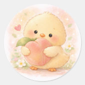 Peach Alma Chick Ronde Sticker (Voorkant)