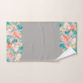 Peach and Aqua Waterverf Floral Pattern Bad Handdoek (Handdoek)