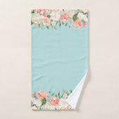 Peach and Aqua Waterverf Floral Pattern Bad Handdoek (Handdoek)