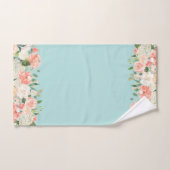 Peach and Aqua Waterverf Floral Pattern Bad Handdoek (Handdoek)